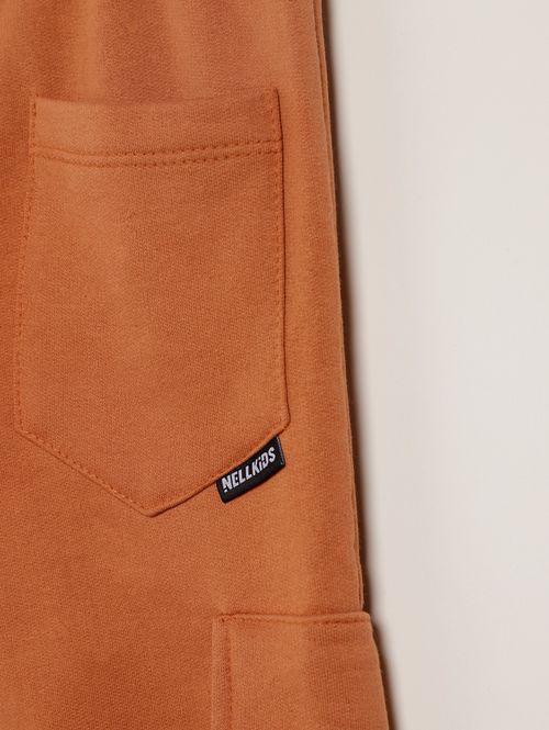 Calça Moletom Cargo Infantil Para Menino - MARROM