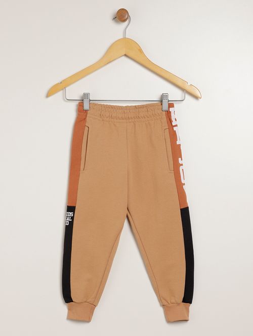Calça Moletom Com Punho Infantil Para Menino - BEGE