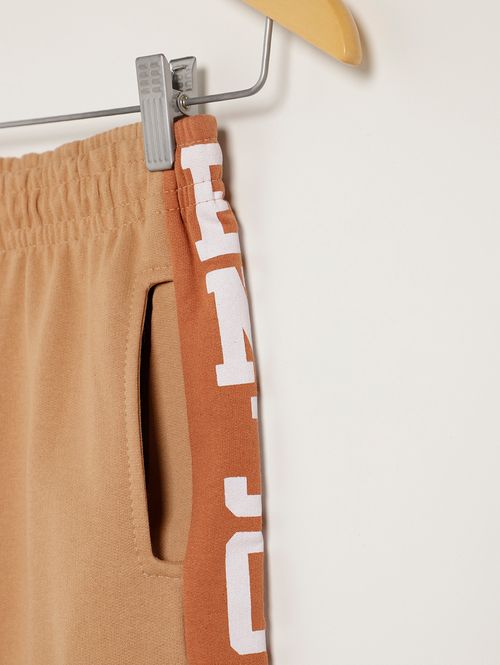 Calça Moletom Com Punho Infantil Para Menino - BEGE