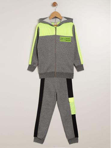 Conjunto Moletom Infantil Para Menino - MESCLA/CHUMBO