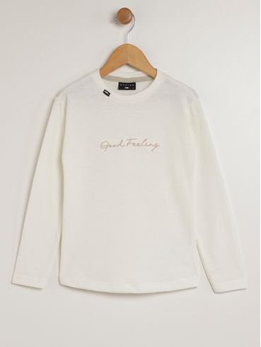 Camiseta Manga Longa Infantil Para Menino - OFF WHITE