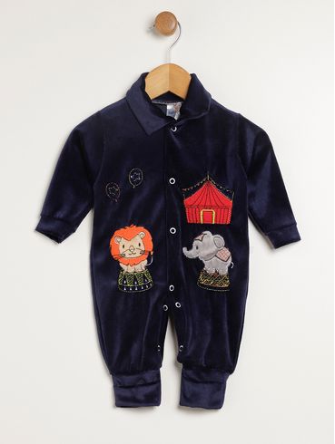 Macacão Plush Infantil Para Bebê - MARINHO