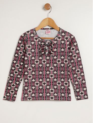 Blusa Manga Longa Infantil Para Menina - PRETO