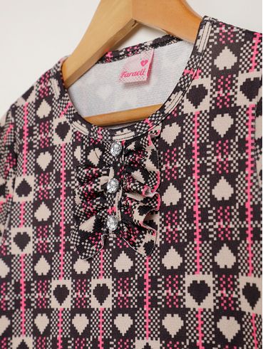 Blusa Manga Longa Infantil Para Menina - PRETO