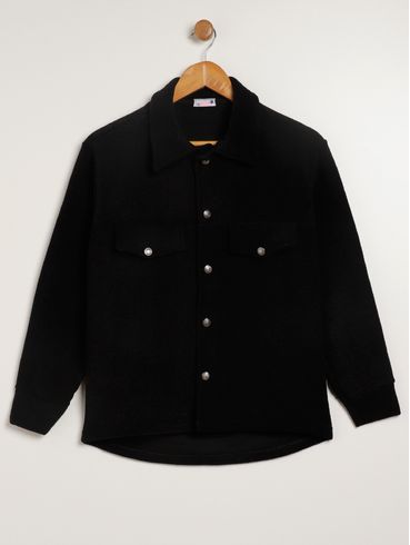 Camisa Bouclê Vels Juvenil Para Menina - PRETO