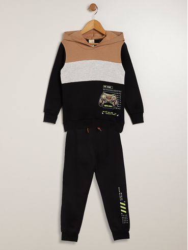 Conjunto Moletom Infantil Para Menino - PRETO