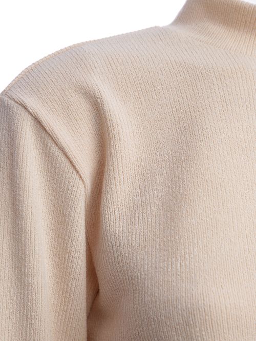 Blusa Tricot Cropped Manga Longa Feminina OFF WHITE