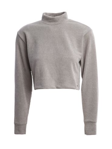 Blusa Tricot Cropped Manga Longa Feminina CINZA