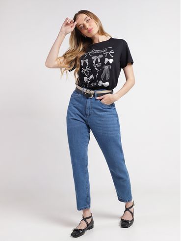 Blusa Manga Curta Laços Feminina PRETO