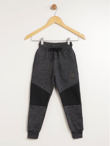 Calça Moletom Com Punho Infantil Para Menino - CHUMBO/PRETO