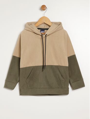 Blusão Fleece com Capuz Infantil Para Menino - CAQUI