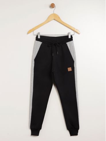 Calça Moletom Juvenil Para Menino - PRETO/MESCLA