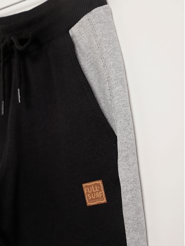 Calça Moletom Juvenil Para Menino - PRETO/MESCLA