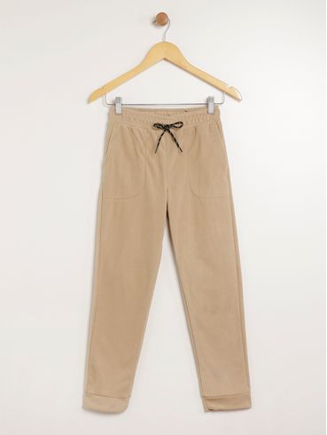 Calça Moletom Juvenil Para Menino - CAQUI