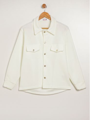 Camisa Bouclê Vels Juvenil Para Menina - OFF WHITE