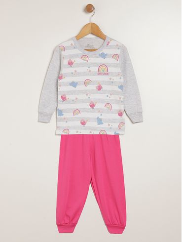 Pijama Longo Infantil Para Menina - MESCLA/PINK
