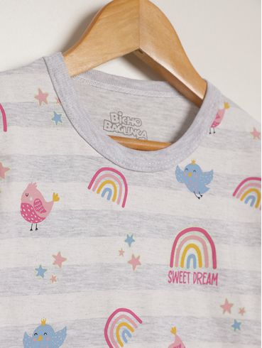 Pijama Longo Infantil Para Menina - MESCLA/PINK