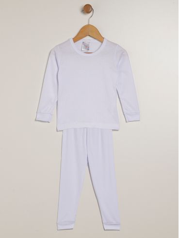 Pijama Longo Infantil Para Menina - BRANCO