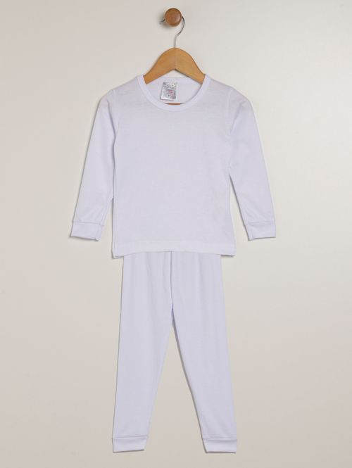 Pijama Longo Infantil Para Menina - BRANCO