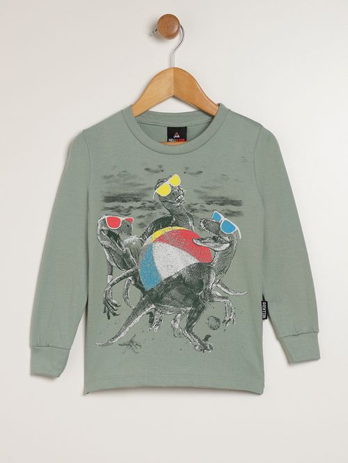 Camiseta Manga Longa Infantil Para Menino - VERDE