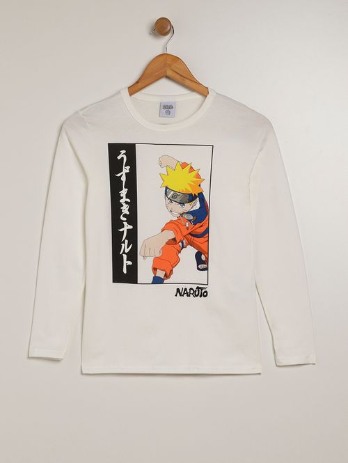 Camiseta Manga Longa Naruto Infantil Para Menino - OFF WHITE