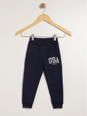 Calça Moletom Infantil Para Menino - MARINHO