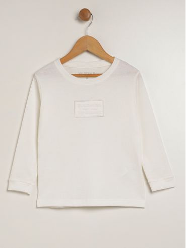 Camiseta Manga Longa Infantil Para Menino - OFF WHITE