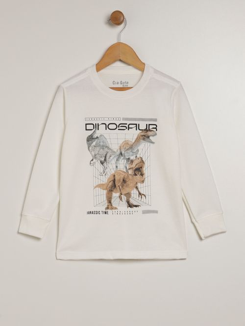 Camiseta Manga Longa Infantil Para Menino - BRANCO