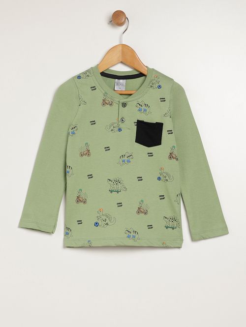 Camiseta Manga Longa Infantil Para Menino - VERDE