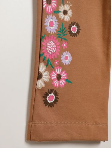 Calça Moletom Wide Leg Infantil Para Menina - CARAMELO