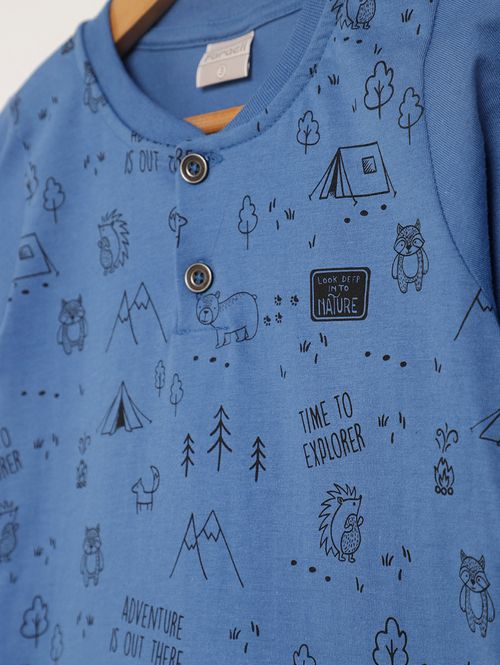 Camiseta Manga Longa Infantil Para Menino - AZUL