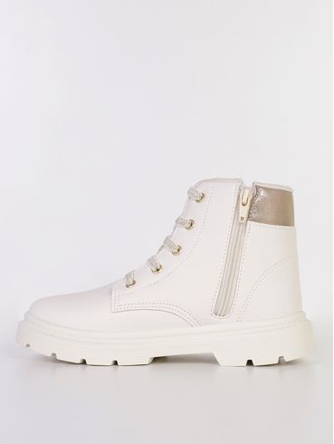 Bota Coturno London Mini Infantil Para Menina - OFF WHITE