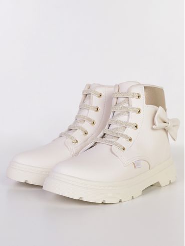 Bota Coturno London Mini Infantil Para Menina - OFF WHITE