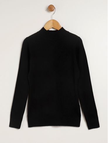 Blusão Tricot Juvenil Para Menina - PRETO
