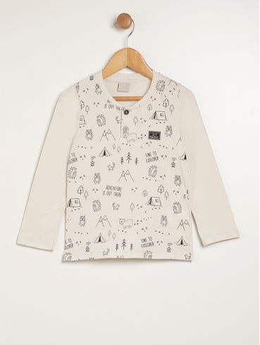 Camiseta Manga Longa Infantil Para Menino - OFF WHITE