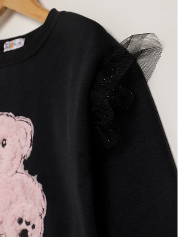Conjunto Moletom Infantil Para Menina - PRETO
