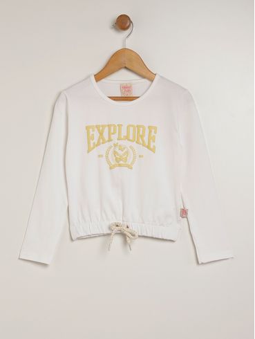 Blusa Manga Longa Infantil Para Menina - NATURAL