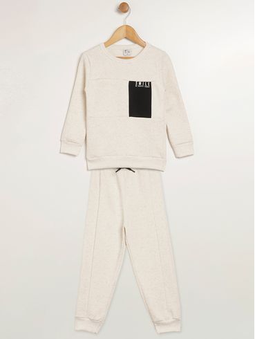 Conjunto Longo Infantil Para Menino - OFF WHITE