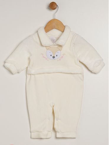 Macacão Plush Infantil Para Bebê - OFF WHITE