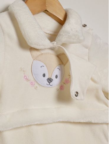 Macacão Plush Infantil Para Bebê - OFF WHITE