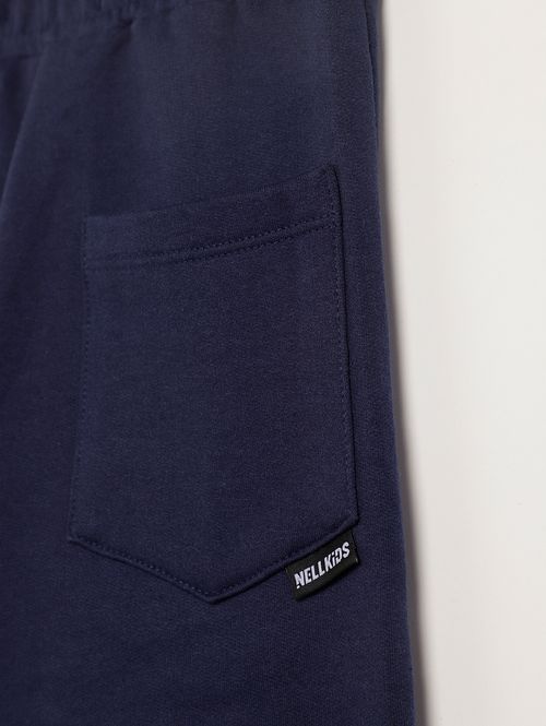 Calça Moletom Com Punho Infantil Para Menino - MARINHO