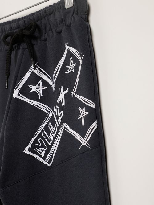 Calça Moletom Com Punho Infantil Para Menino - CHUMBO