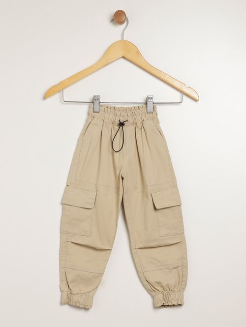 Calça Sarja Jogger Cargo Infantil Para Menino - AREIA