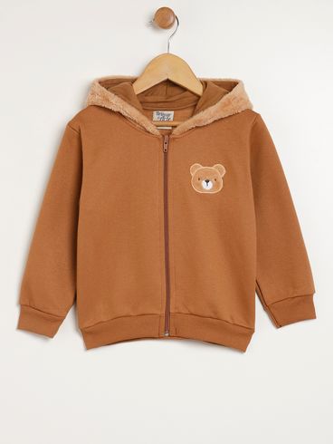 Jaqueta Com Capuz Infantil Para Menino - MARROM