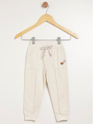 Calça Moletom Com Punho Infantil Para Menino - NATURAL
