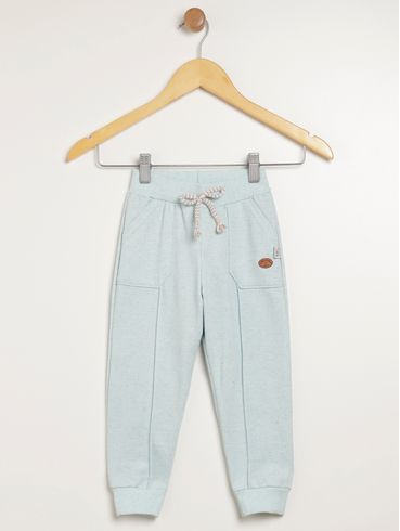 Calça Moletom Com Punho Infantil Para Menino - AZUL