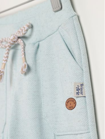 Calça Moletom Com Punho Infantil Para Menino - AZUL