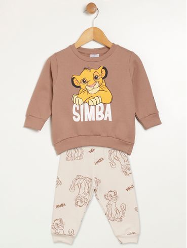 Conjunto Longo Simba Disney Infantil Para Bebê - BEGE