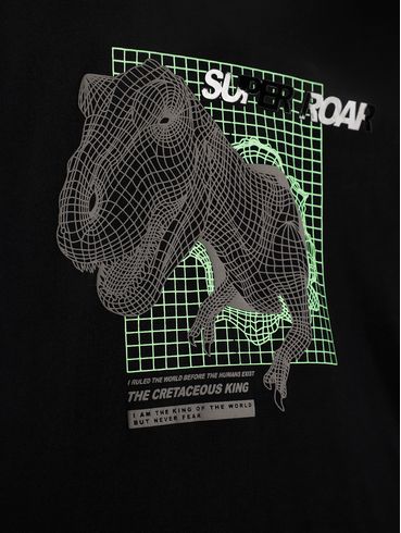 Camiseta Dinossauro Infantil Para Menino - PRETO