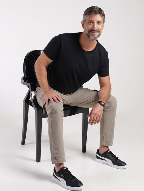 Camiseta Básica Manga Curta Masculina PRETO